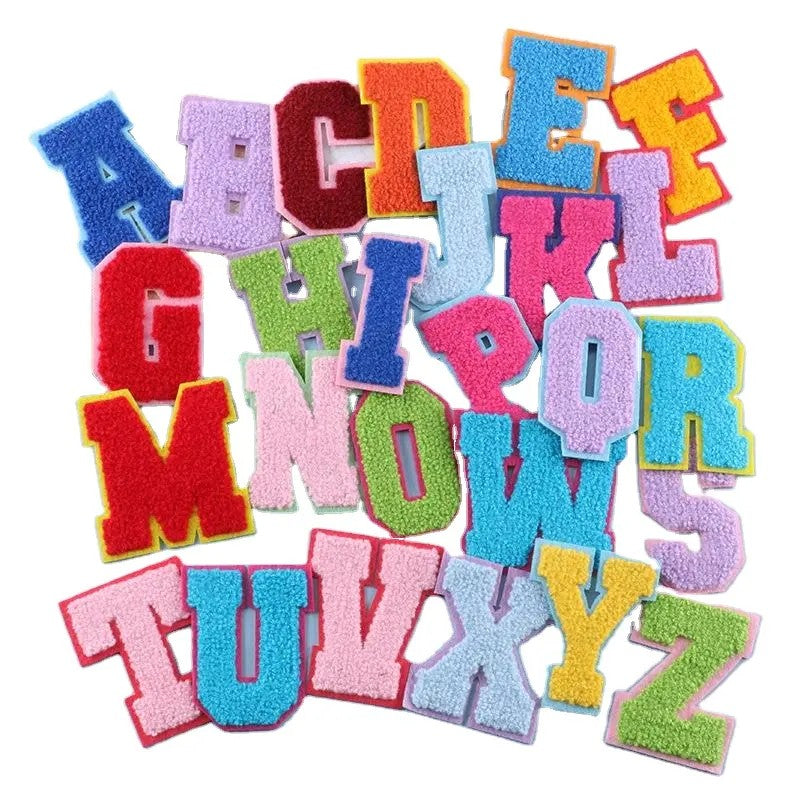 Iron-On/Sew-On Multi-Colored Varsity Letter Patches Full Set of A-Z, Approximately 7.1 cm in Height