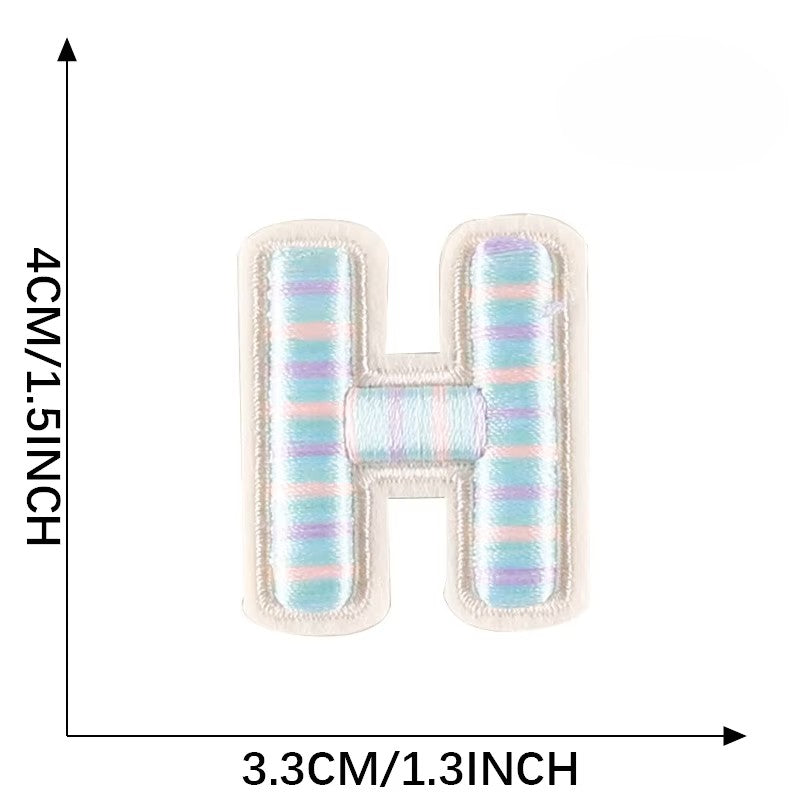 Iron-On Pastel Blue Letter Patch – 4cm 3D Embroidery