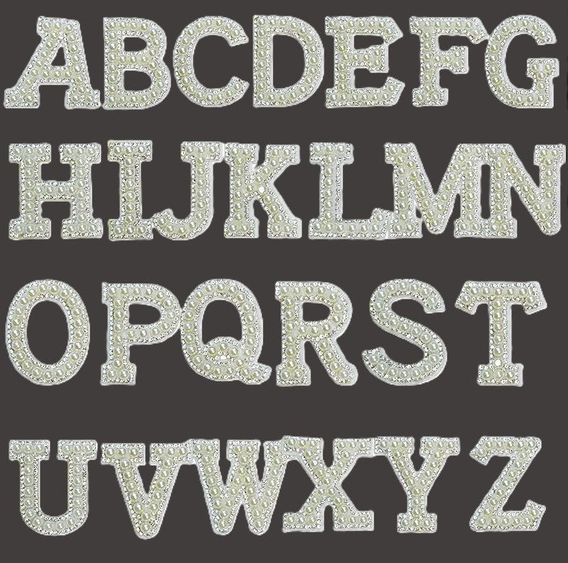 Self-Adhesive 4.5CM Pearl Rhinestone Alphabet Patch – A–Z Fabric Letter Stickers for DIY Bags, Clothes & Decoration