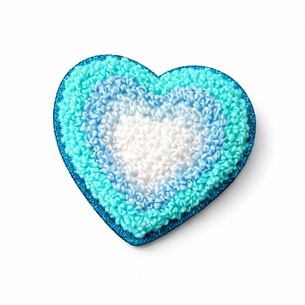 Blue Heart Chenille Iron On Patch
