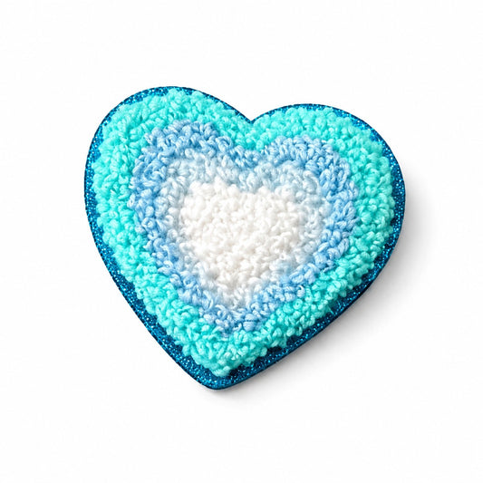 Blue Heart Chenille Iron On Patch