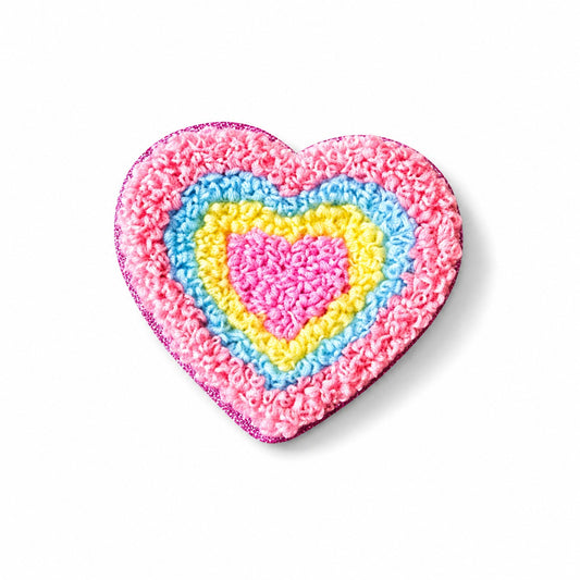 Pink Heart Chenille Iron On Patch