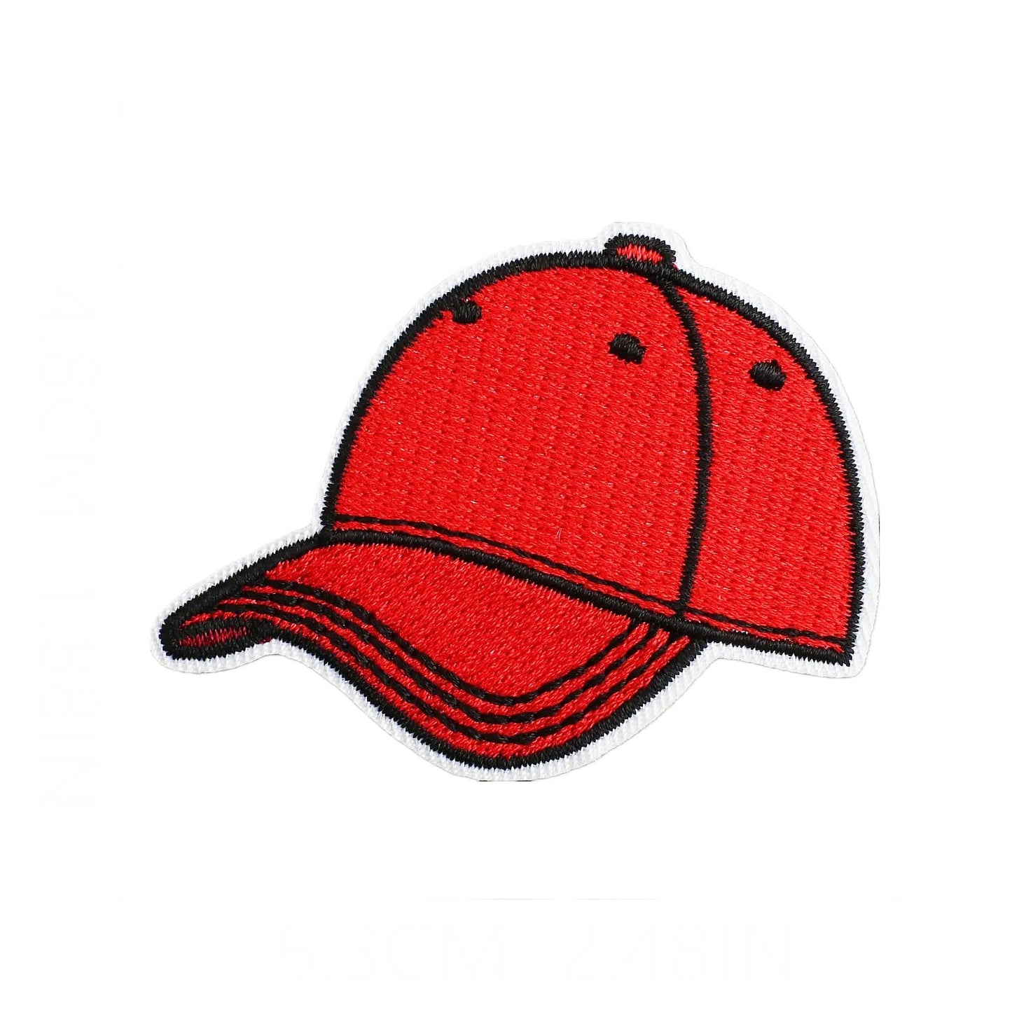 Red Embroidery Cap Patch 4.8x6.3 cm – Iron-On & Sew-On Durable Patch