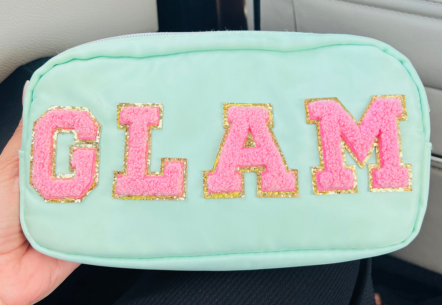 Ready-Made Medium Pouch with ''GLAM'' Patch, Perfect as a Gift or Return Favor