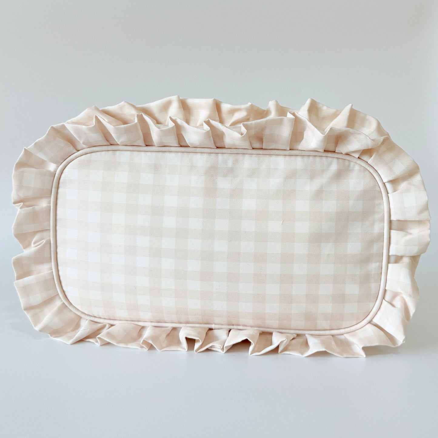 Elegant & Spacious, Perfect for Makeup, Skincare, and Tech Essentials - Large Ruffle Gingham Pouch