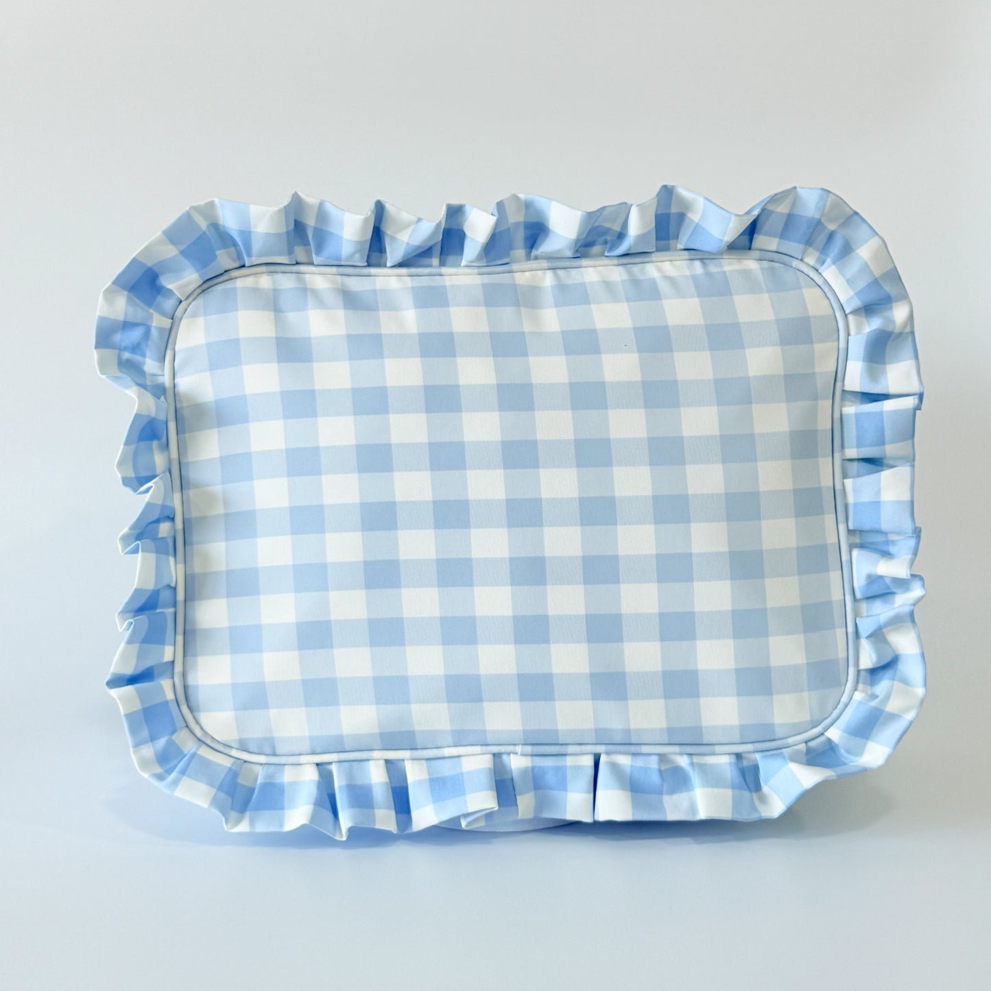 Chic & Spacious for Clothing, Hair Tools & Larger Essentials - Extra Large Ruffle Gingham Pouch