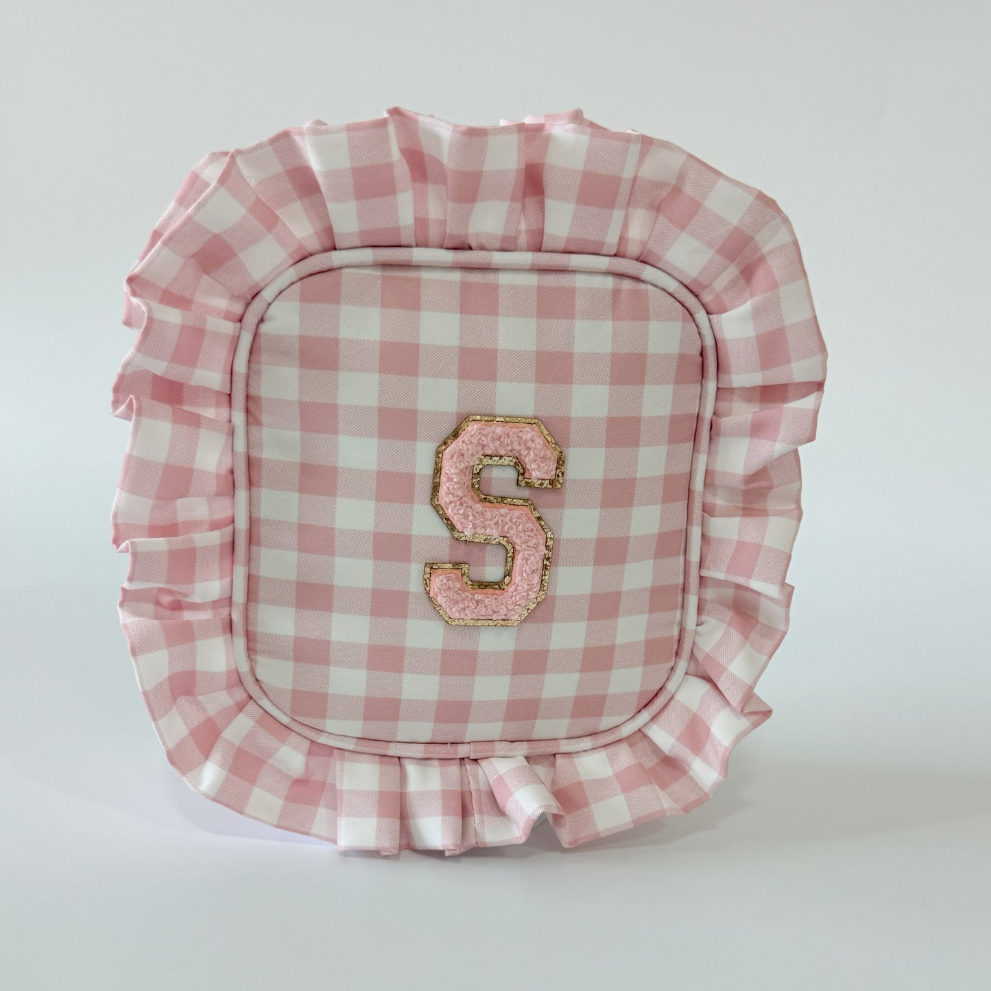 Chic, Demure, and Perfect for On-the-Go Essentials - Small Ruffle Gingham Organizer Pouch