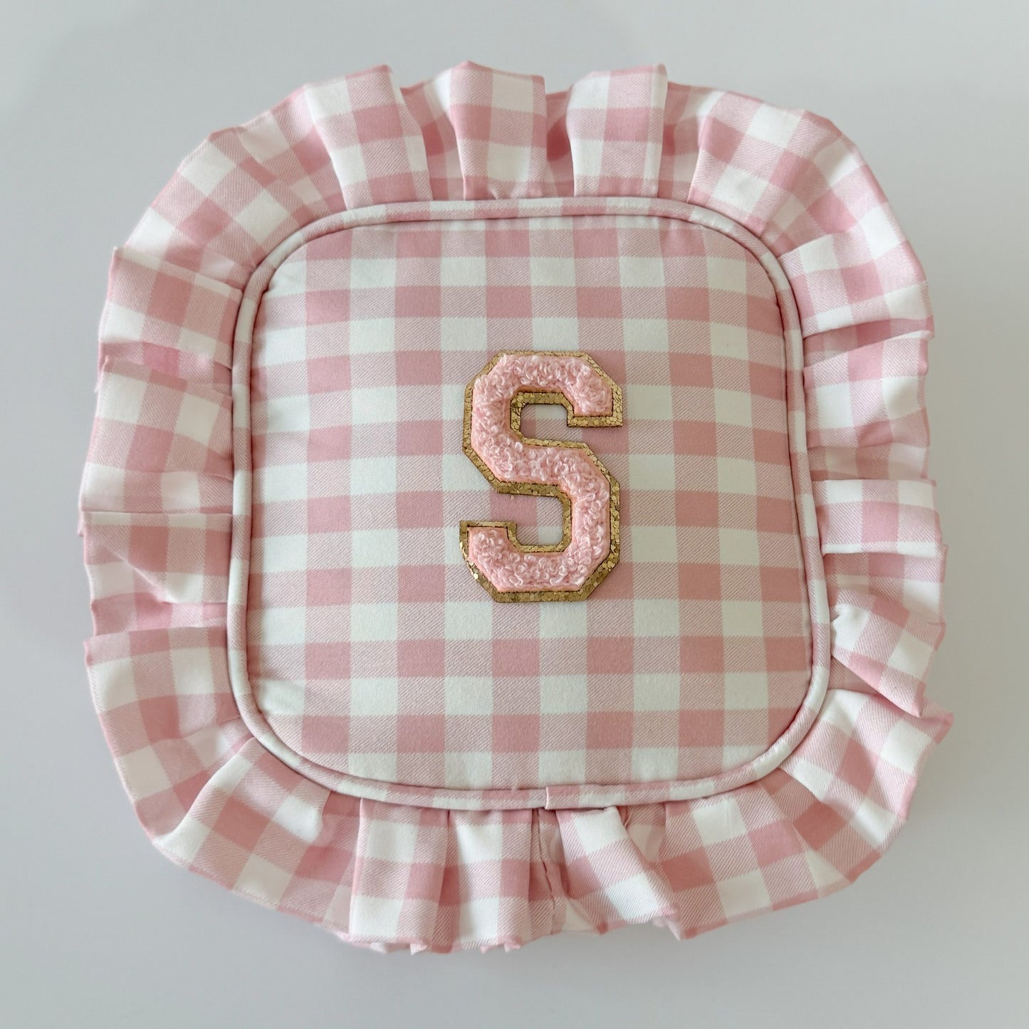 Chic, Demure, and Perfect for On-the-Go Essentials - Small Ruffle Gingham Organizer Pouch