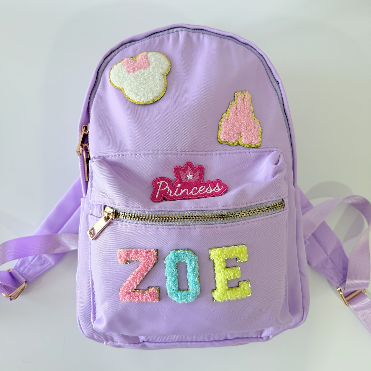 Durable Nylon Backpack for Kids – Perfect for School & Play,  Customizable with Patches & Fun Details ''Lavender'' Available in Two Convenient Sizes