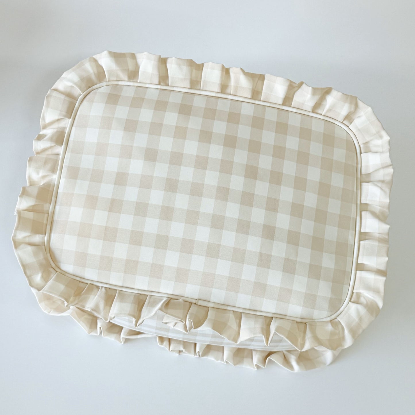Chic & Spacious for Clothing, Hair Tools & Larger Essentials - Extra Large Ruffle Gingham Pouch