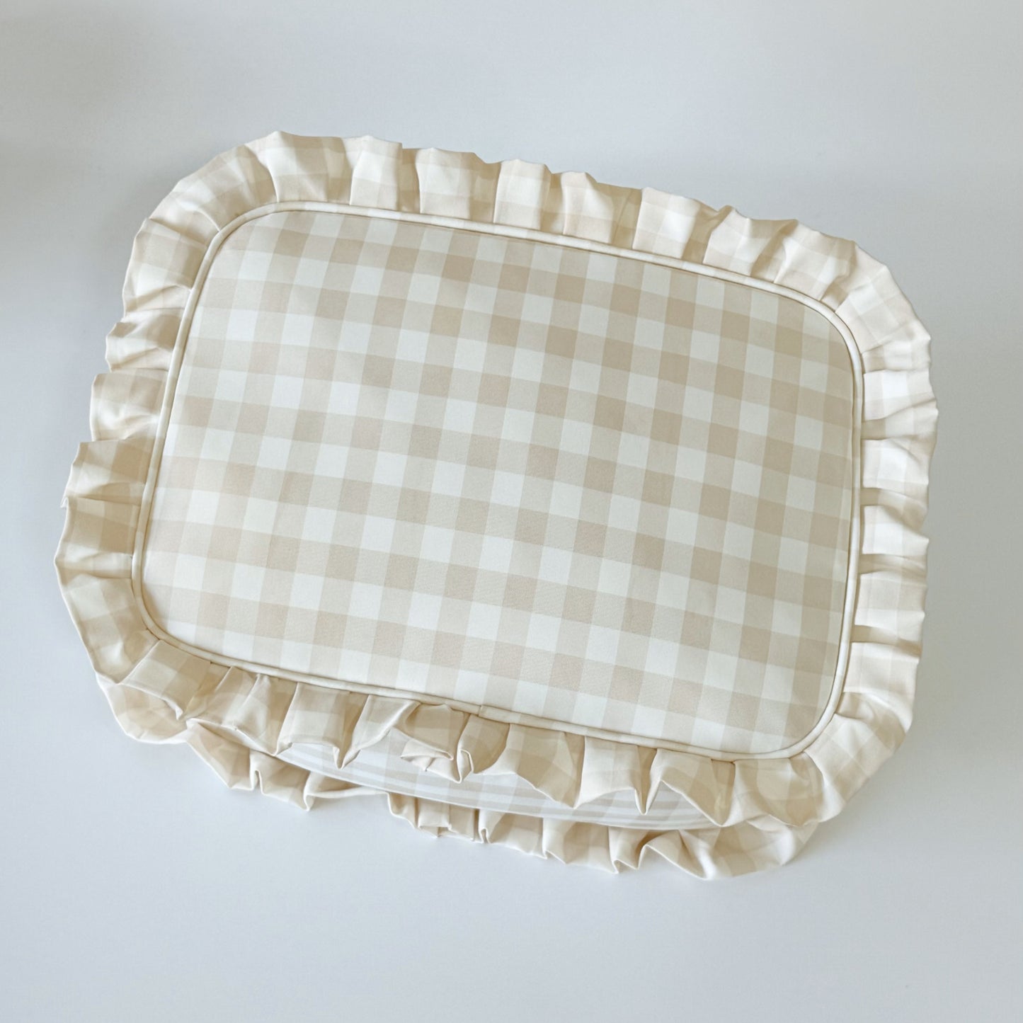 Chic & Spacious for Clothing, Hair Tools & Larger Essentials - Extra Large Ruffle Gingham Pouch