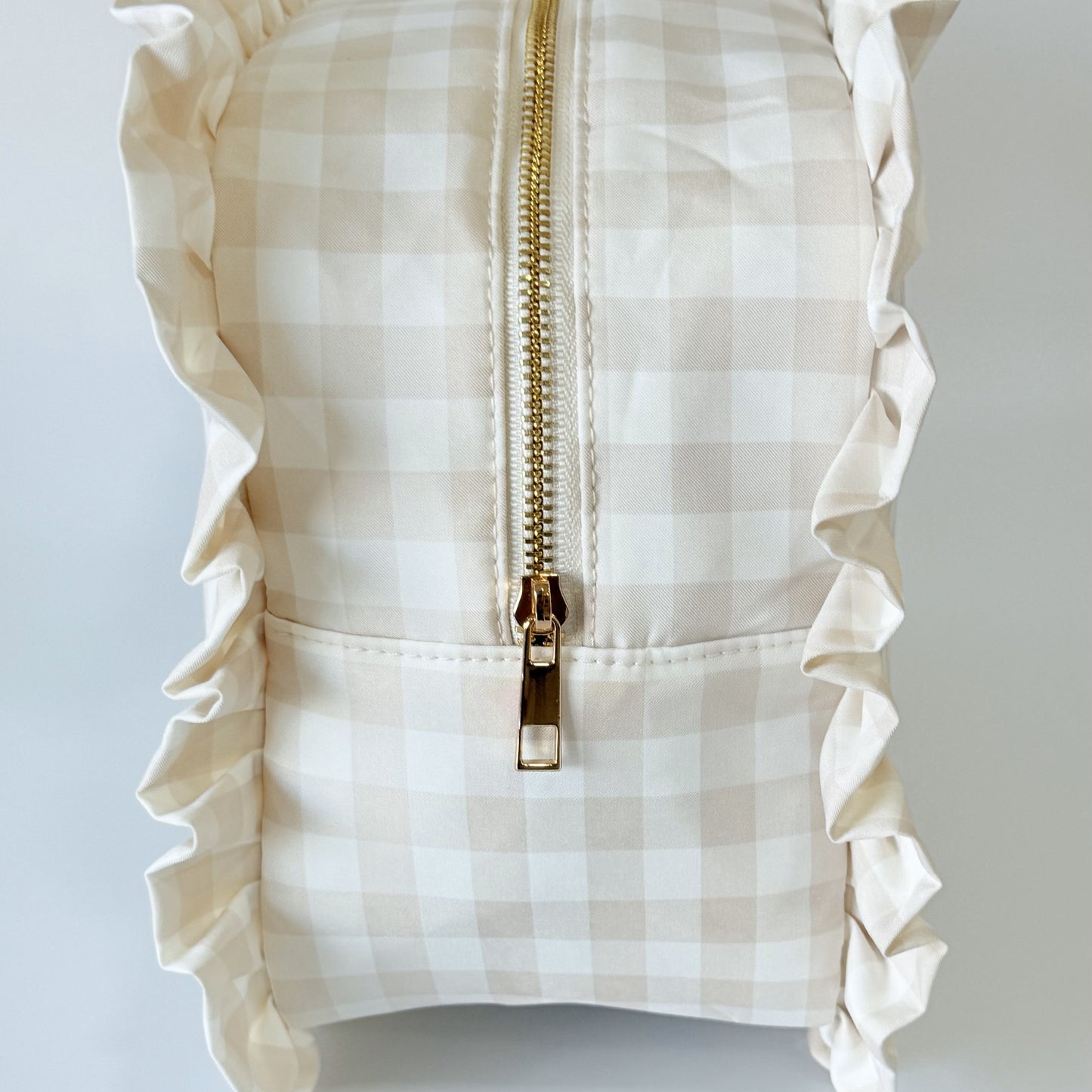 Chic & Spacious for Clothing, Hair Tools & Larger Essentials - Extra Large Ruffle Gingham Pouch