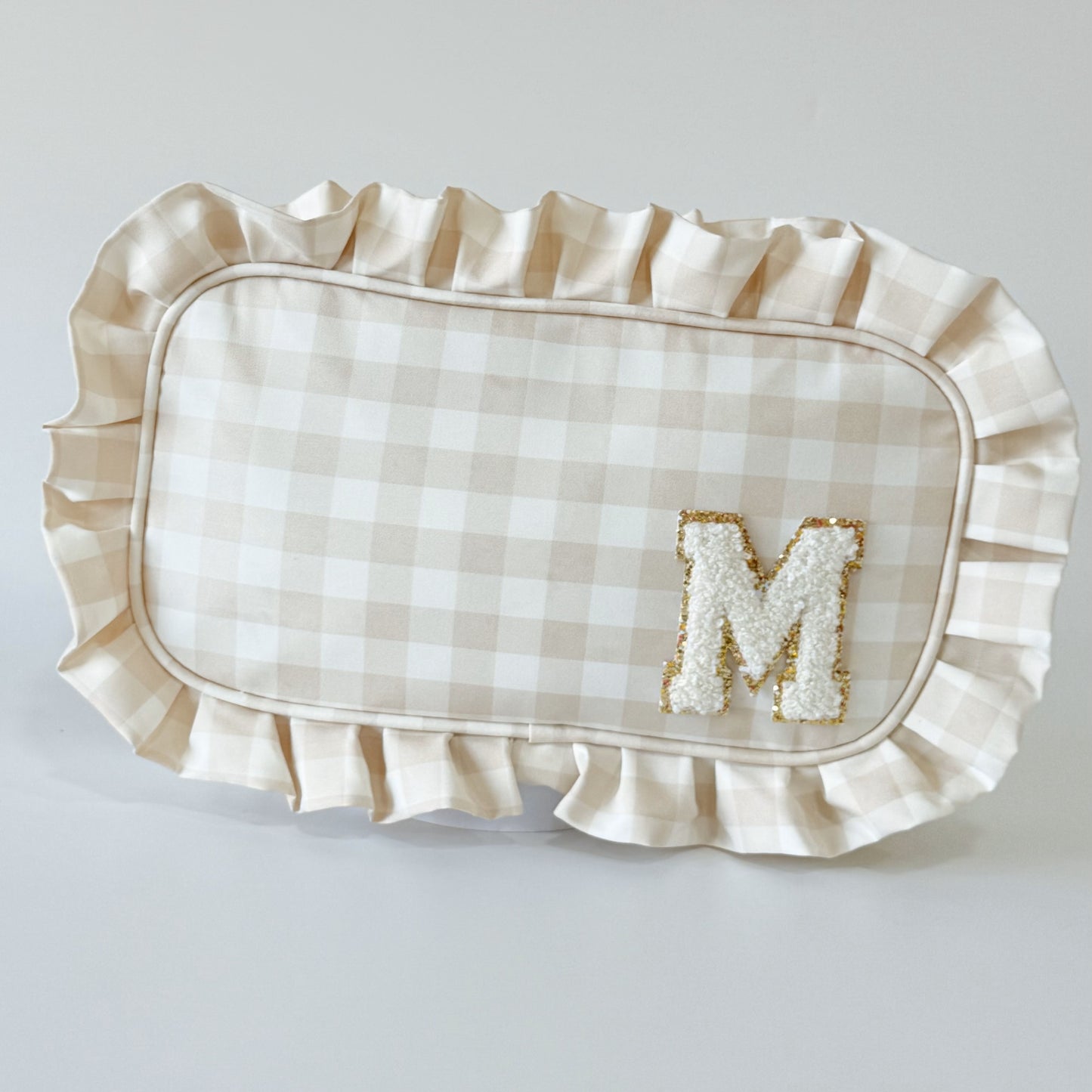 Chic & Elegant, Perfect for Organizing Makeup, Toiletries, and Essentials - Medium Ruffle Gingham Pouch