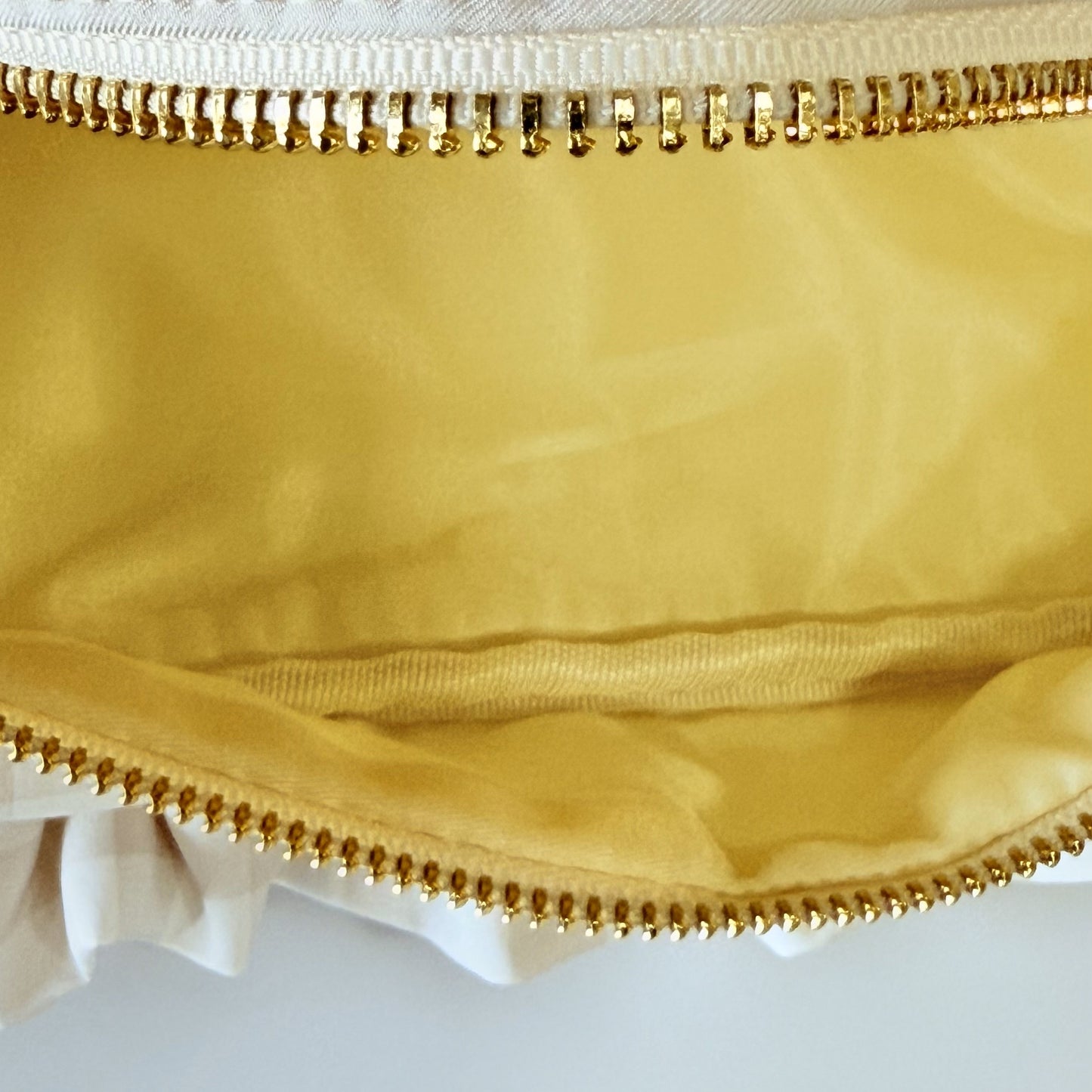 Chic & Elegant, Perfect for Organizing Makeup, Toiletries, and Essentials - Medium Ruffle Gingham Pouch