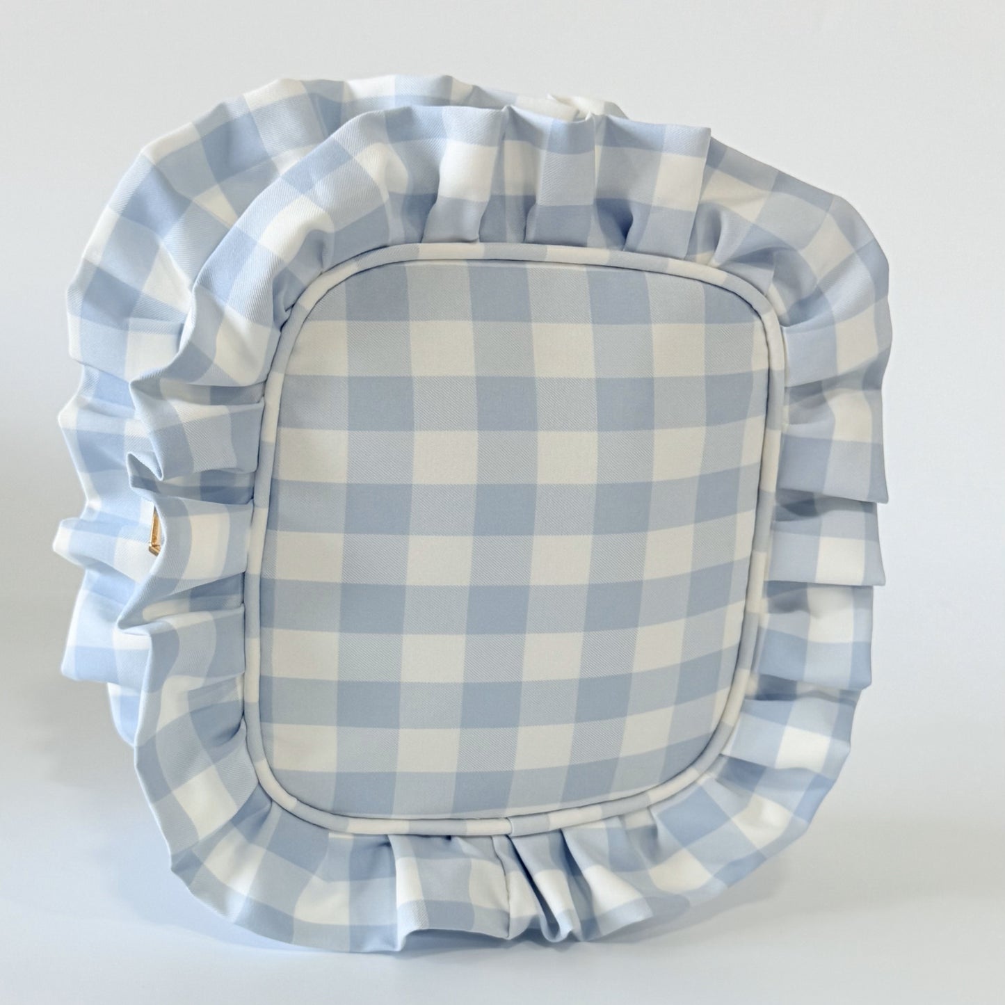 Chic, Demure, and Perfect for On-the-Go Essentials - Small Ruffle Gingham Organizer Pouch