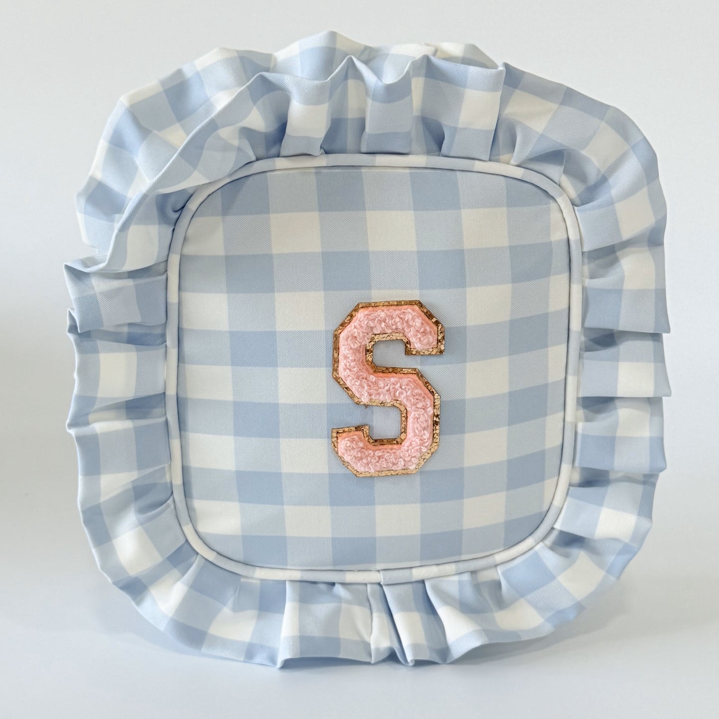Chic, Demure, and Perfect for On-the-Go Essentials - Small Ruffle Gingham Organizer Pouch