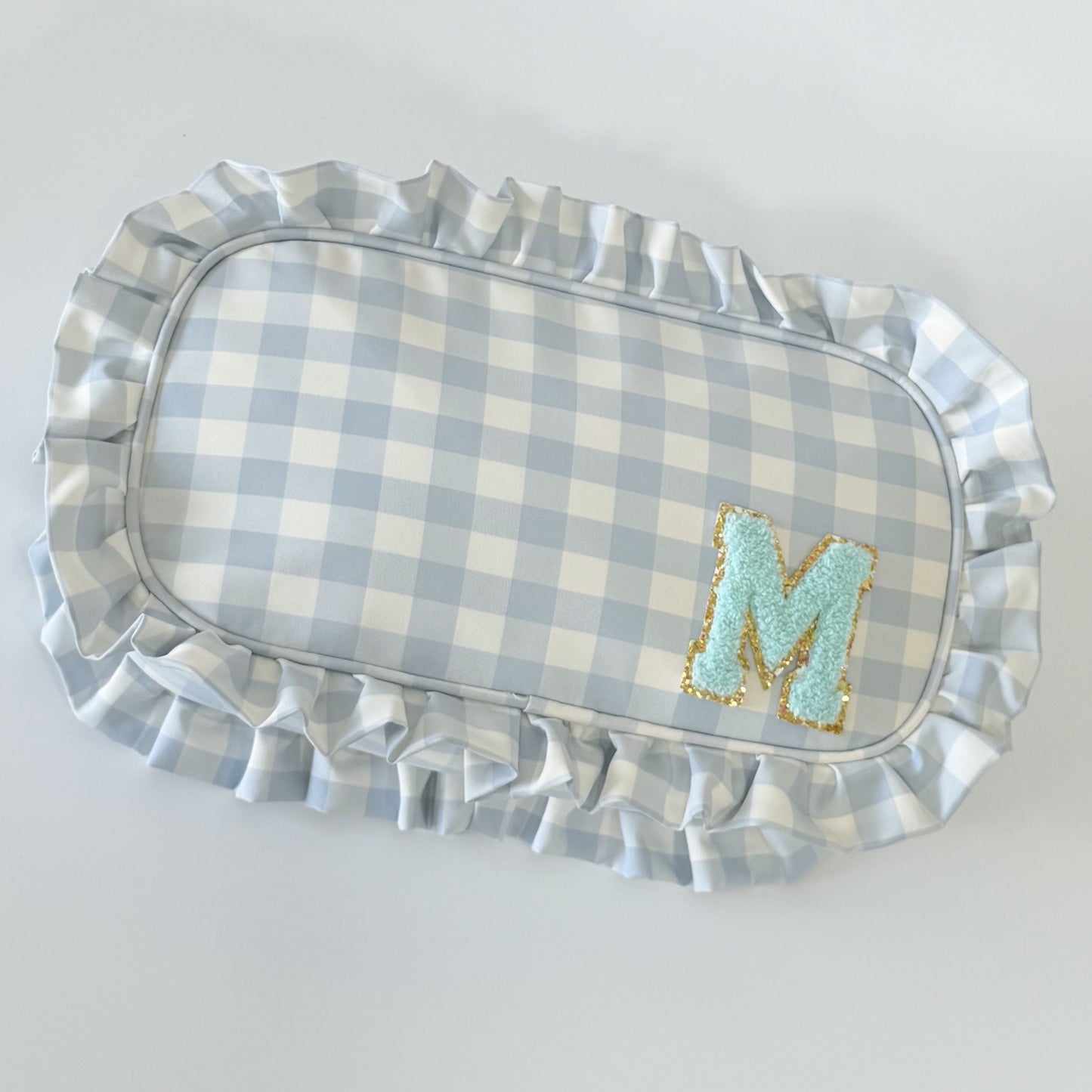 Chic & Elegant, Perfect for Organizing Makeup, Toiletries, and Essentials - Medium Ruffle Gingham Pouch