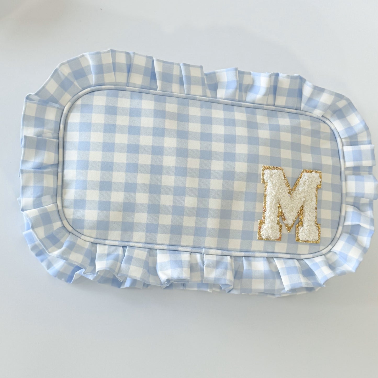 Chic & Elegant, Perfect for Organizing Makeup, Toiletries, and Essentials - Medium Ruffle Gingham Pouch