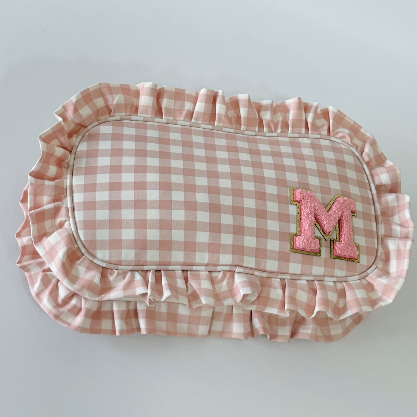 Chic & Elegant, Perfect for Organizing Makeup, Toiletries, and Essentials - Medium Ruffle Gingham Pouch