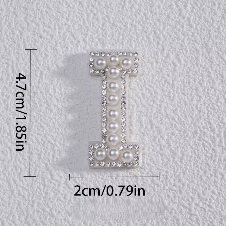 Self-Adhesive 4.5CM Pearl Rhinestone Alphabet Patch – A–Z Fabric Letter Stickers for DIY Bags, Clothes & Decoration