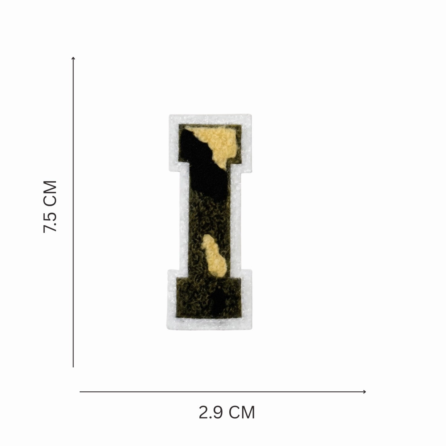 Camouflage Alphabet Iron-On Letter Patch, Green Black & Beige