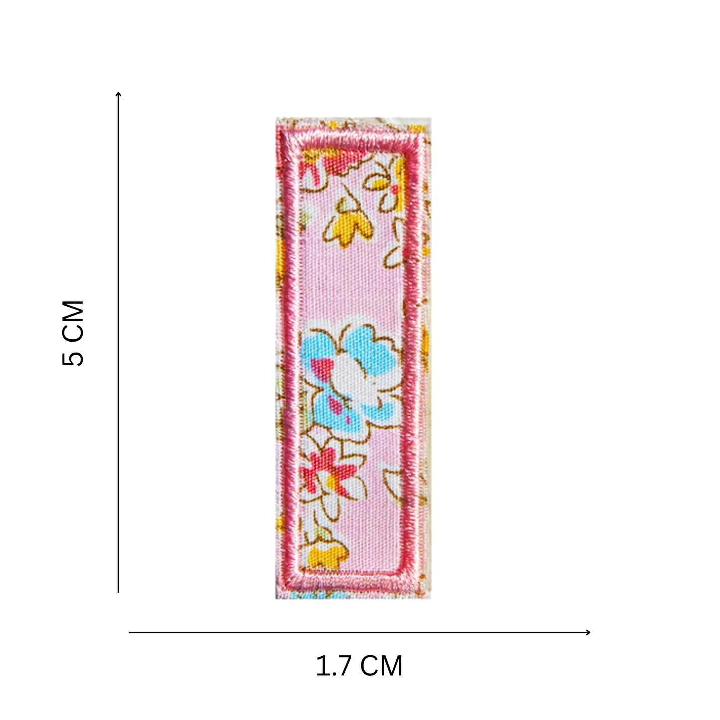 Floral Letter Patches – 5 cm Printed Fabric Alphabet with Embroidered Outline, Iron-On for Clothes & Hats