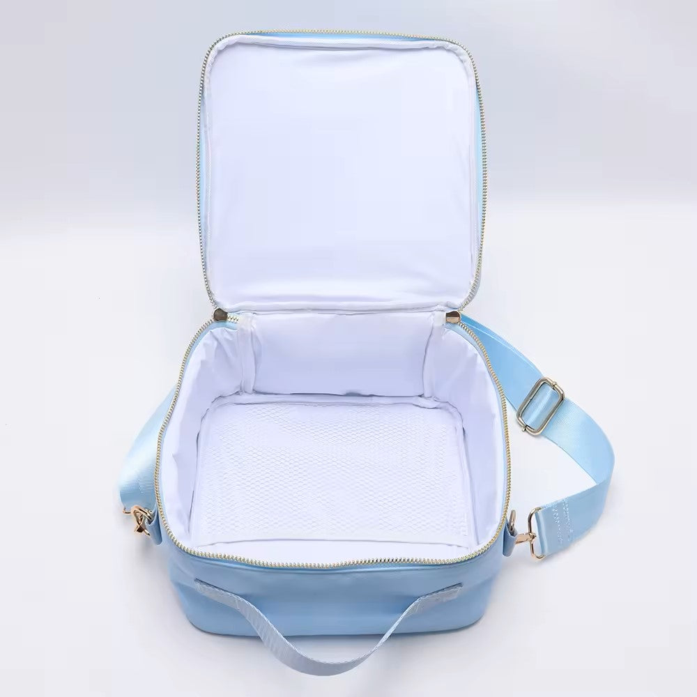 Kids’ Insulated Nylon Lunch Bag – Customizable with Patches & Fun Details ''Light Blue''