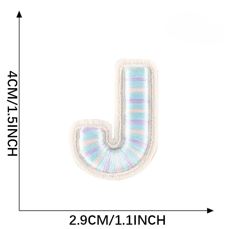Iron-On Pastel Blue Letter Patch – 4cm 3D Embroidery