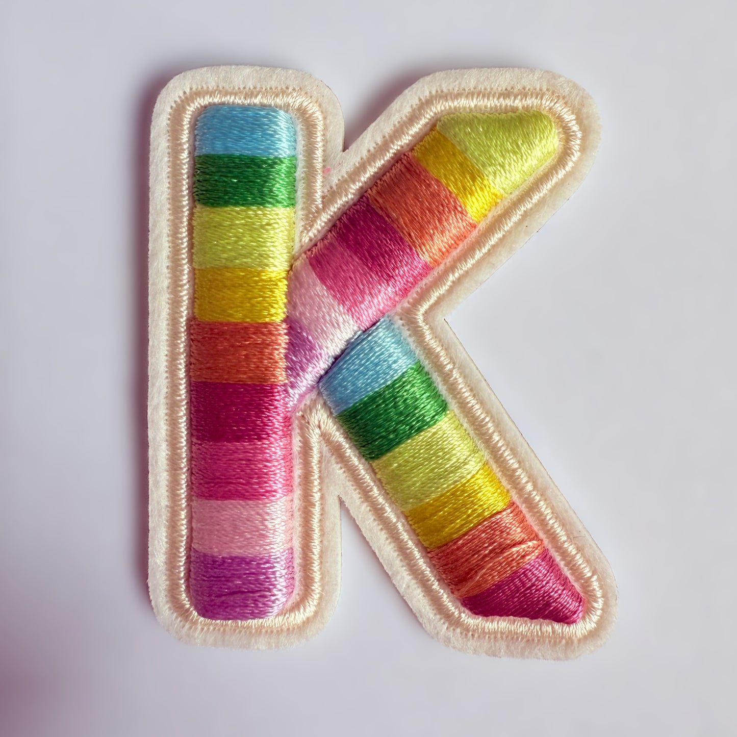 Iron-On/Self-Adhesive Exquisite 3D Stereo Embroidery Colorful Letter Patches, Full Set A-Z, Size 5.5 cm (2.17 inches) approximately