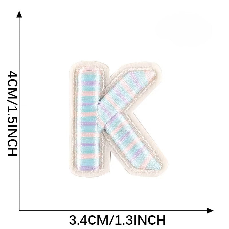 Iron-On Pastel Blue Letter Patch – 4cm 3D Embroidery