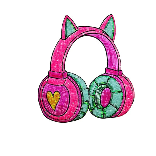 Iron-On/Sew On Patch - Kitty Headphone Sequin
