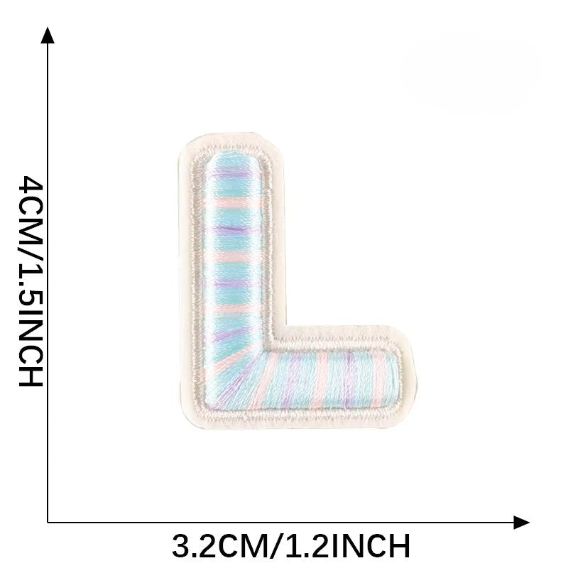 Iron-On Pastel Blue Letter Patch – 4cm 3D Embroidery
