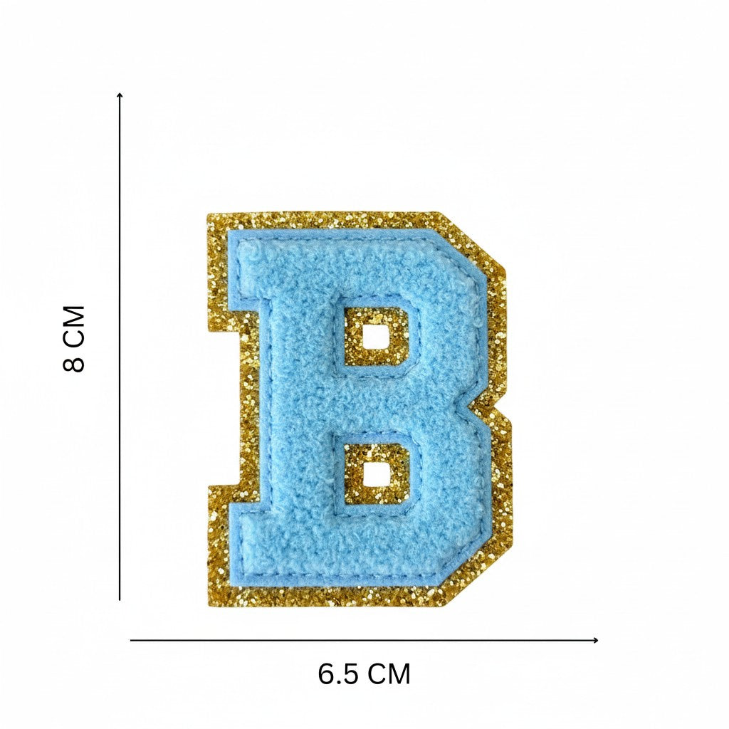 Iron On/Sew On Patch - Glitter Gold Edge Colorful Embroidered Letter "B"