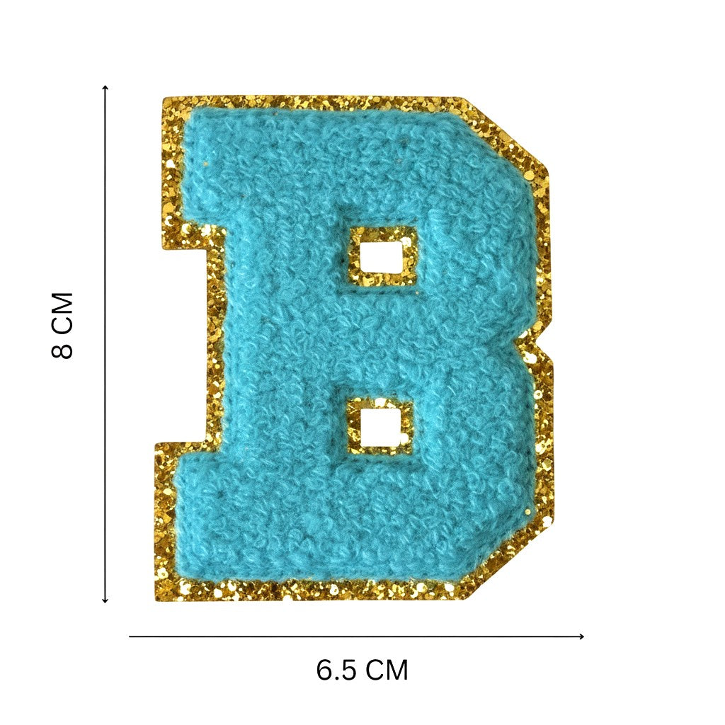 Iron On/Sew On Patch - Glitter Gold Edge Colorful Embroidered Letter "B"