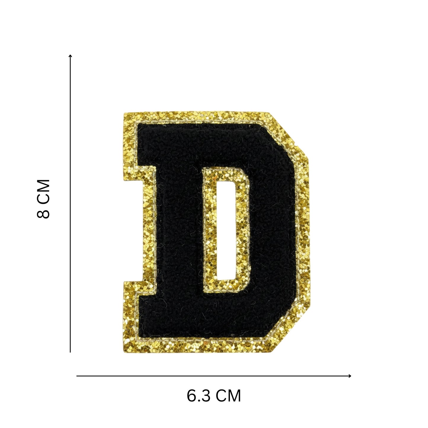 Iron On/Sew On Patch - Glitter Gold Edge Colorful Embroidered Letter "D"