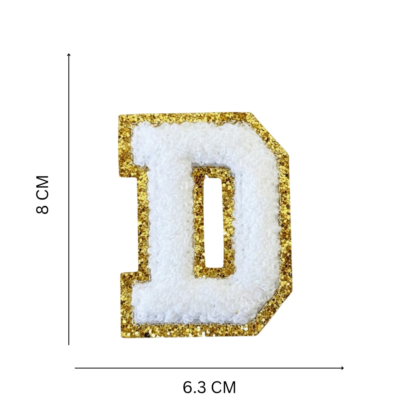 Iron On/Sew On Patch - Glitter Gold Edge Colorful Embroidered Letter "D"