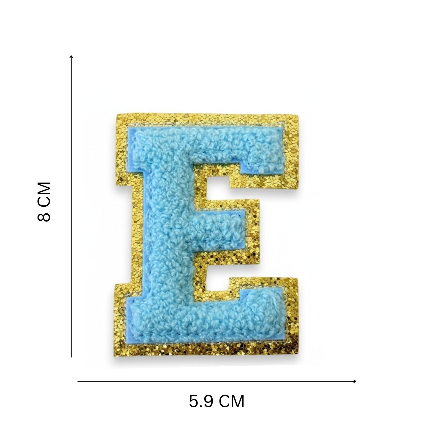 Iron On/Sew On Patch - Glitter Gold Edge Colorful Embroidered Letter "E"