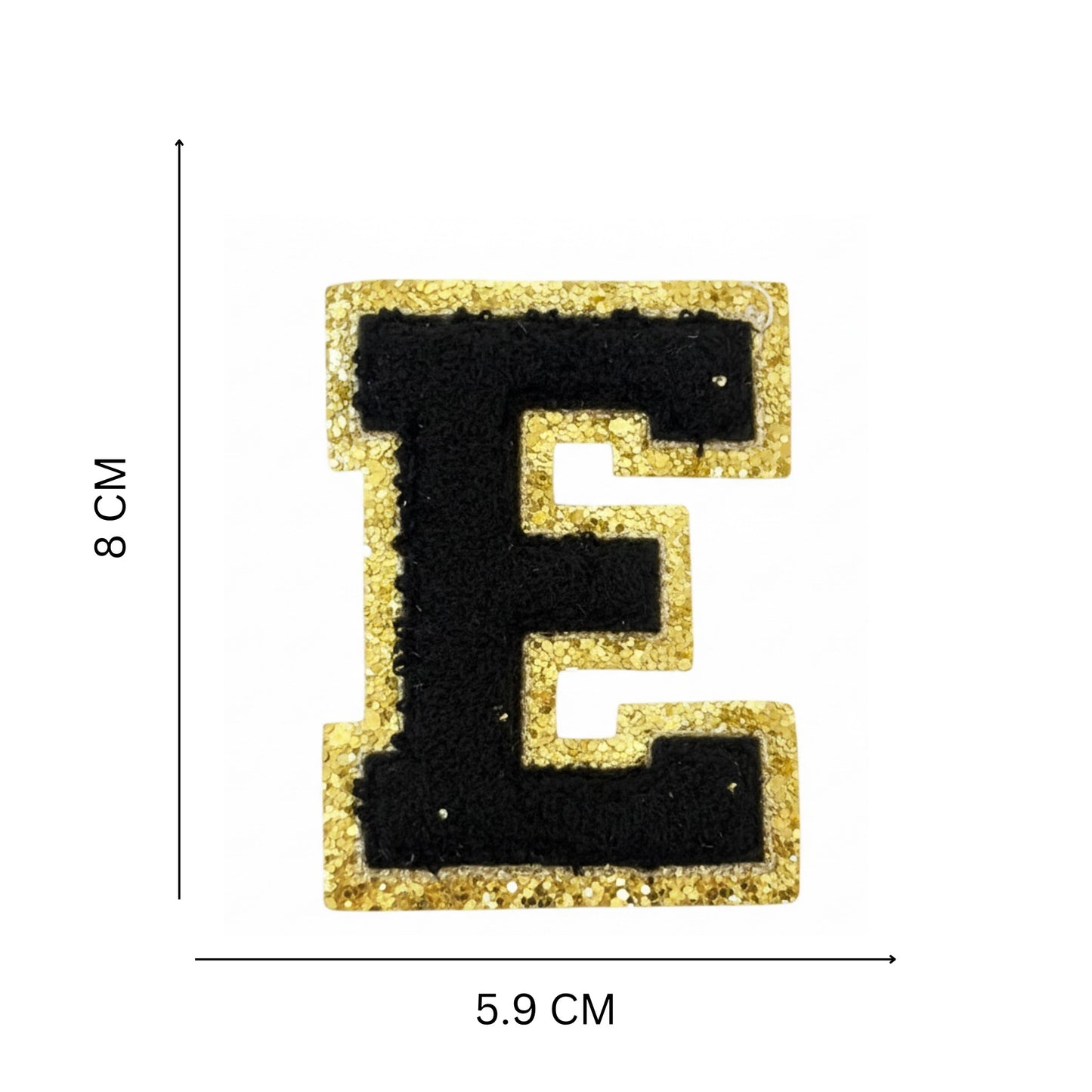 Iron On/Sew On Patch - Glitter Gold Edge Colorful Embroidered Letter "E"