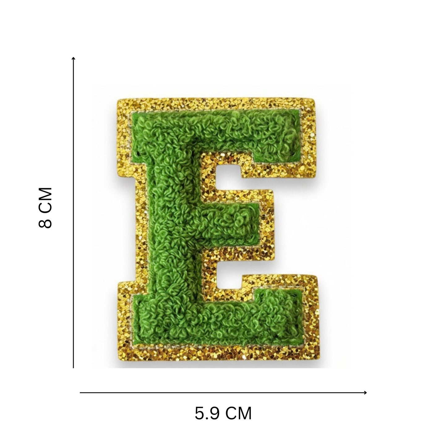 Iron On/Sew On Patch - Glitter Gold Edge Colorful Embroidered Letter "E"