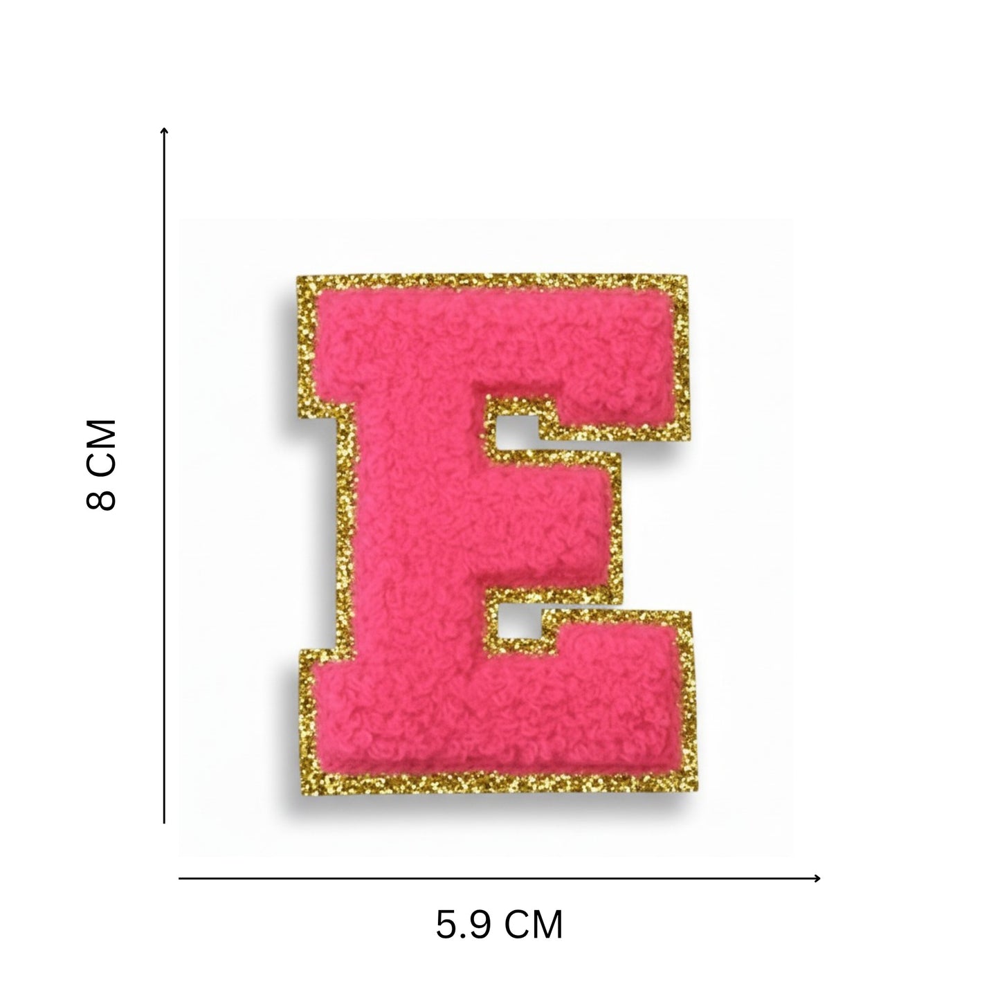 Iron On/Sew On Patch - Glitter Gold Edge Colorful Embroidered Letter "E"