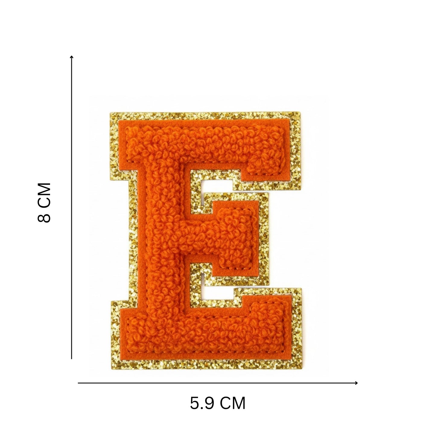 Iron On/Sew On Patch - Glitter Gold Edge Colorful Embroidered Letter "E"