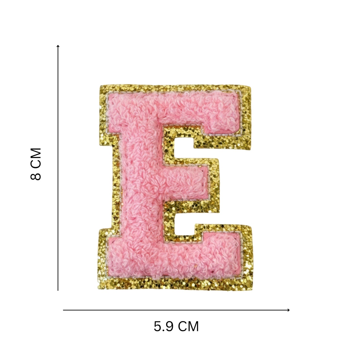 Iron On/Sew On Patch - Glitter Gold Edge Colorful Embroidered Letter "E"