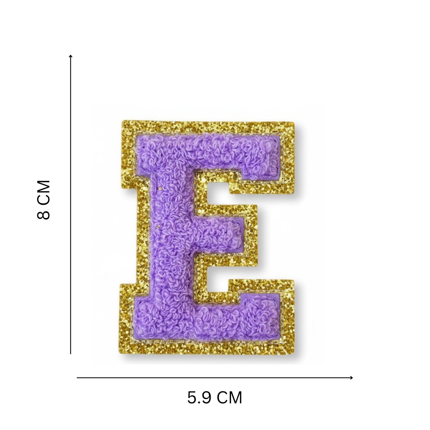 Iron On/Sew On Patch - Glitter Gold Edge Colorful Embroidered Letter "E"
