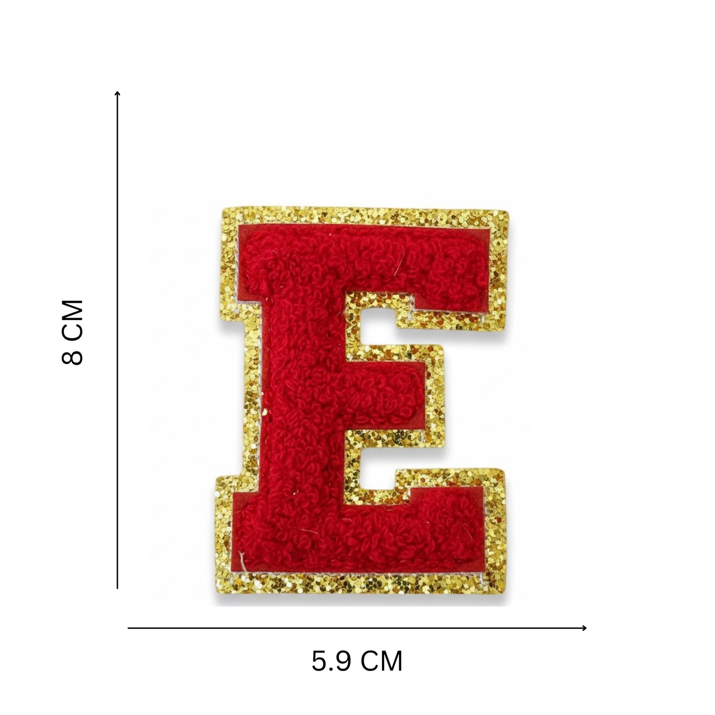 Iron On/Sew On Patch - Glitter Gold Edge Colorful Embroidered Letter "E"
