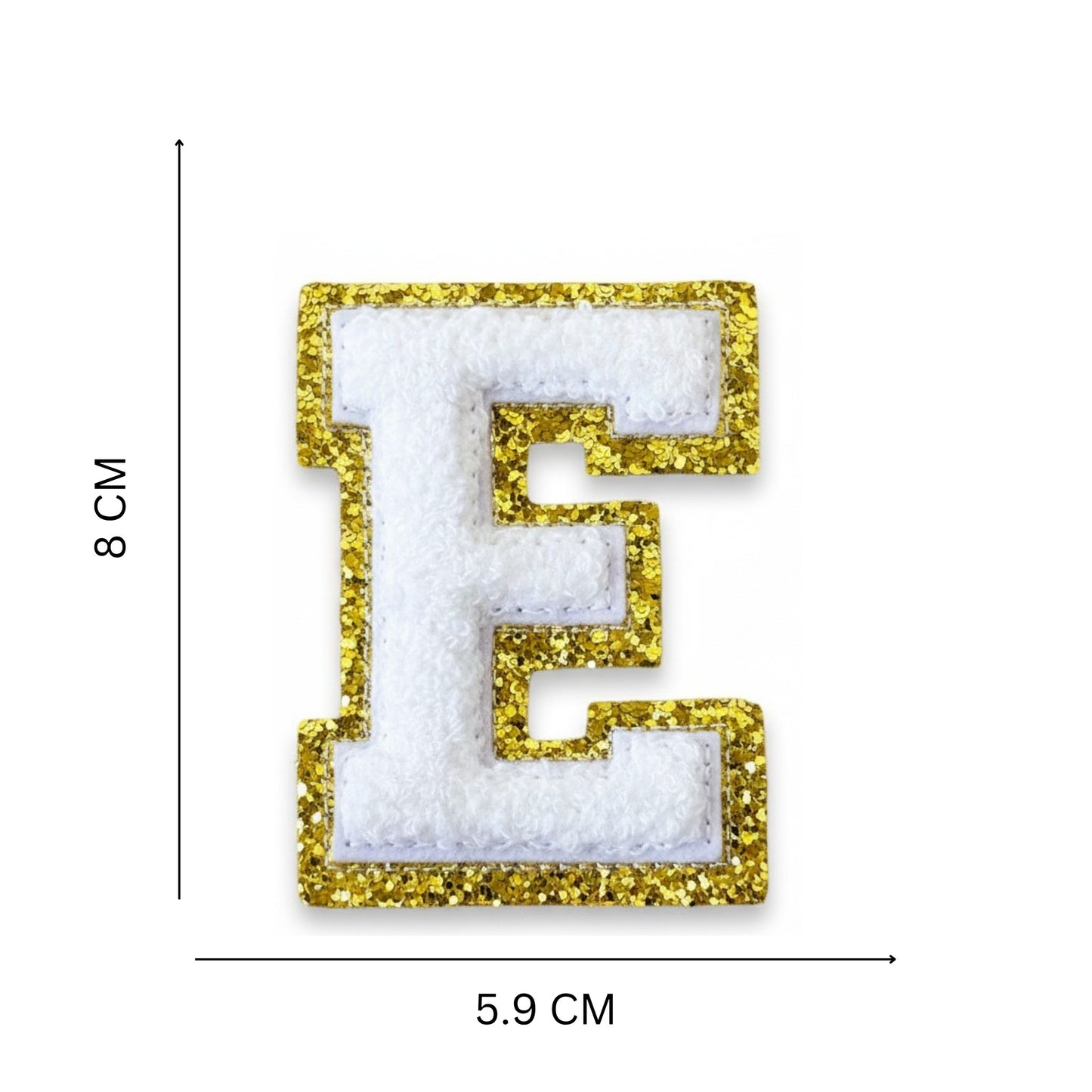 Iron On/Sew On Patch - Glitter Gold Edge Colorful Embroidered Letter "E"