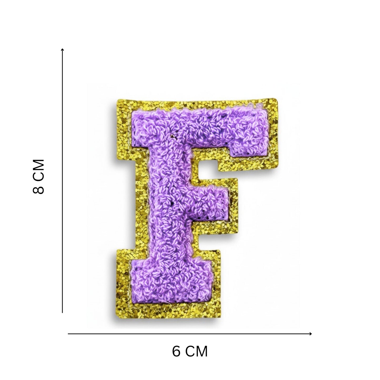 Iron On/Sew On Patch - Glitter Gold Edge Colorful Embroidered Letter "F"