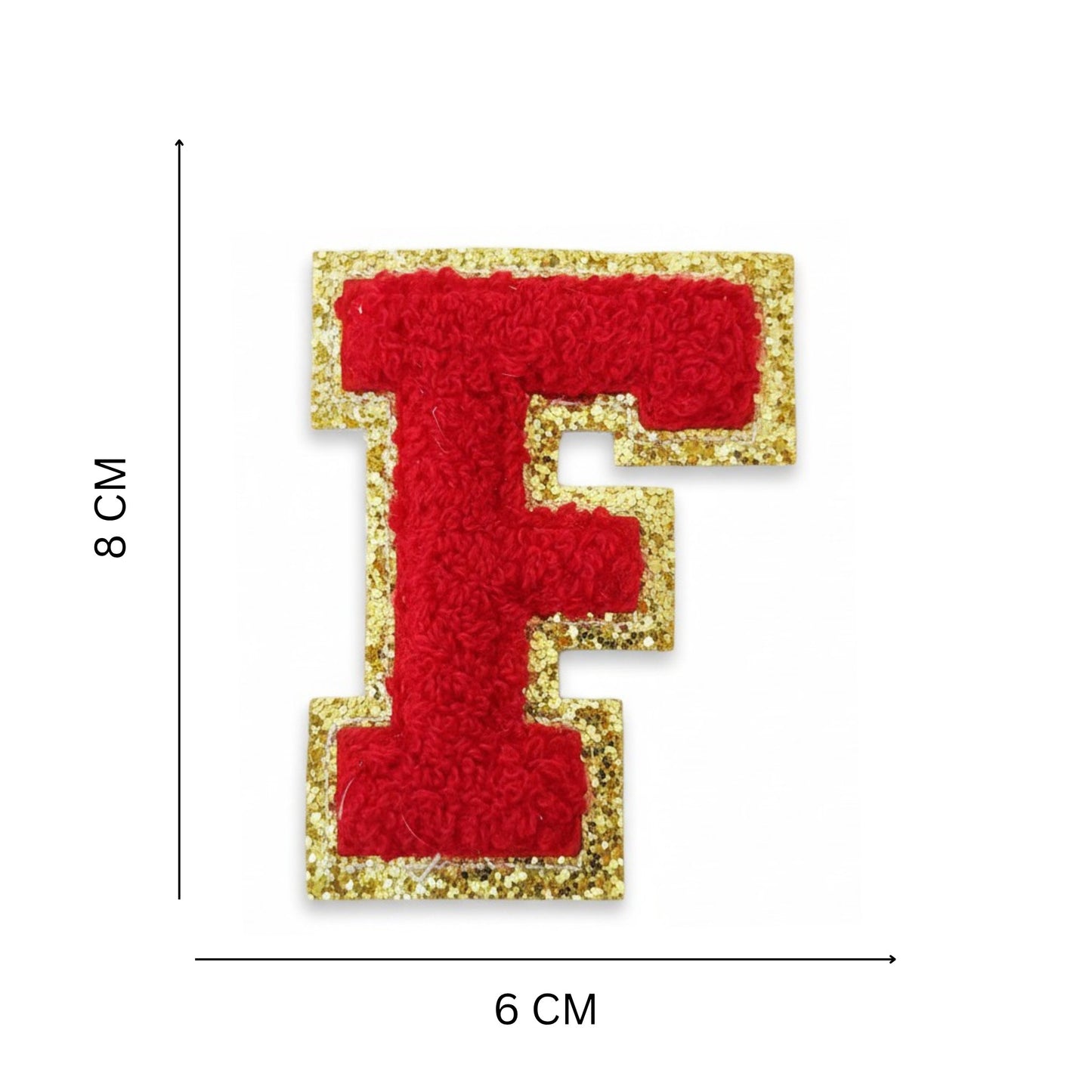 Iron On/Sew On Patch - Glitter Gold Edge Colorful Embroidered Letter "F"
