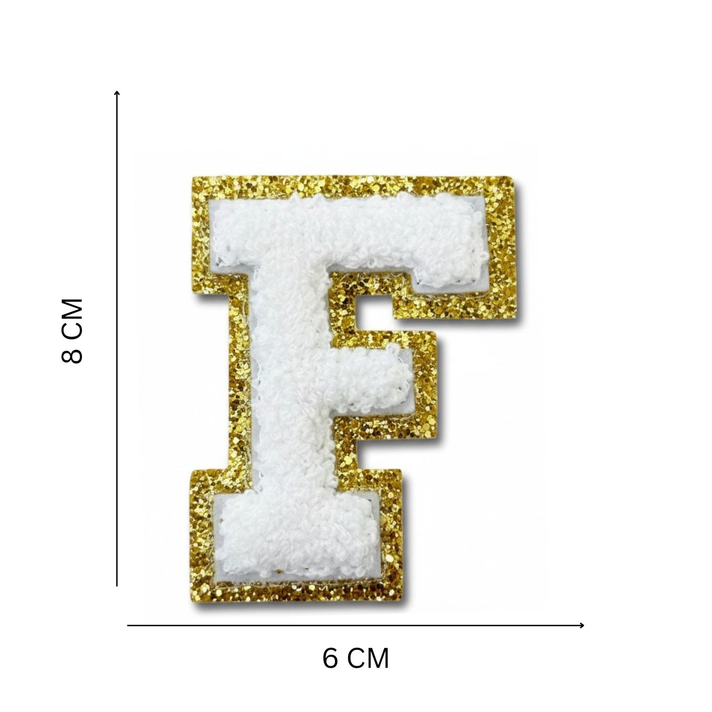Iron On/Sew On Patch - Glitter Gold Edge Colorful Embroidered Letter "F"