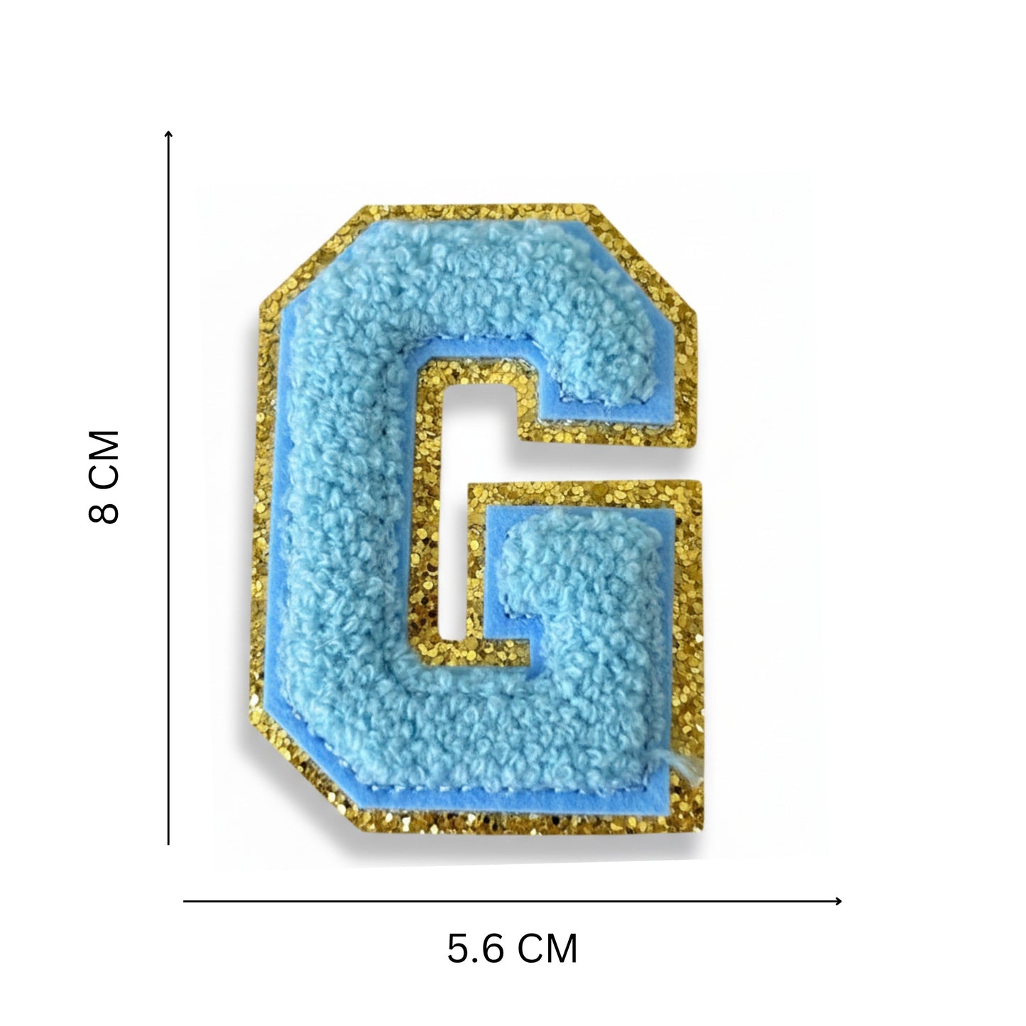 Iron On/Sew On Patch - Glitter Gold Edge Colorful Embroidered Letter "G"