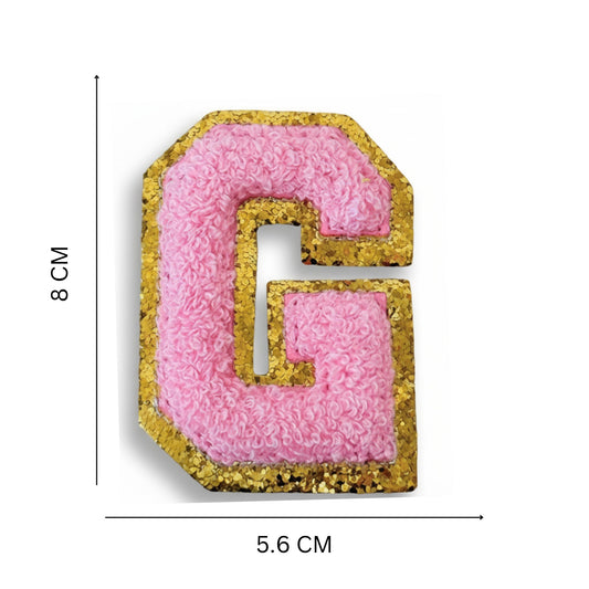 Iron On/Sew On 8cm Glitter Gold Edge Colorful Embroidered Letter "G"